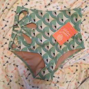 Kortni Jeane Retro Bird Eye Flower Cut Out Bottoms